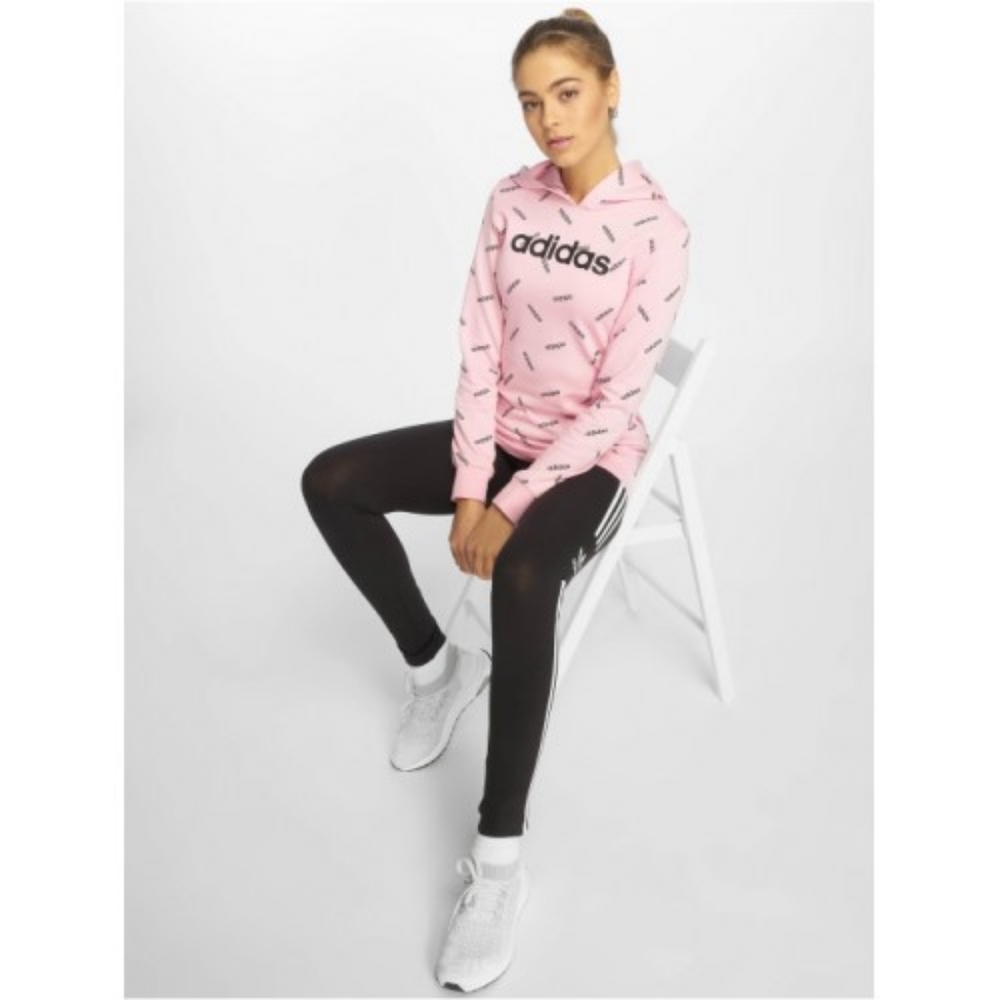 ADIDAS All Over Logo Print Long Pullover Hoodie - Picture 4 of 8